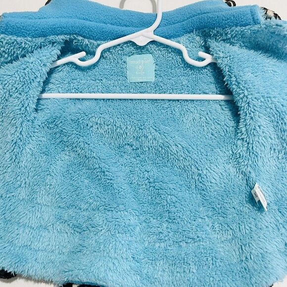 Mud Pie girls blue brown animal print fleece jacket 12-18 months - Picture 4 of 6